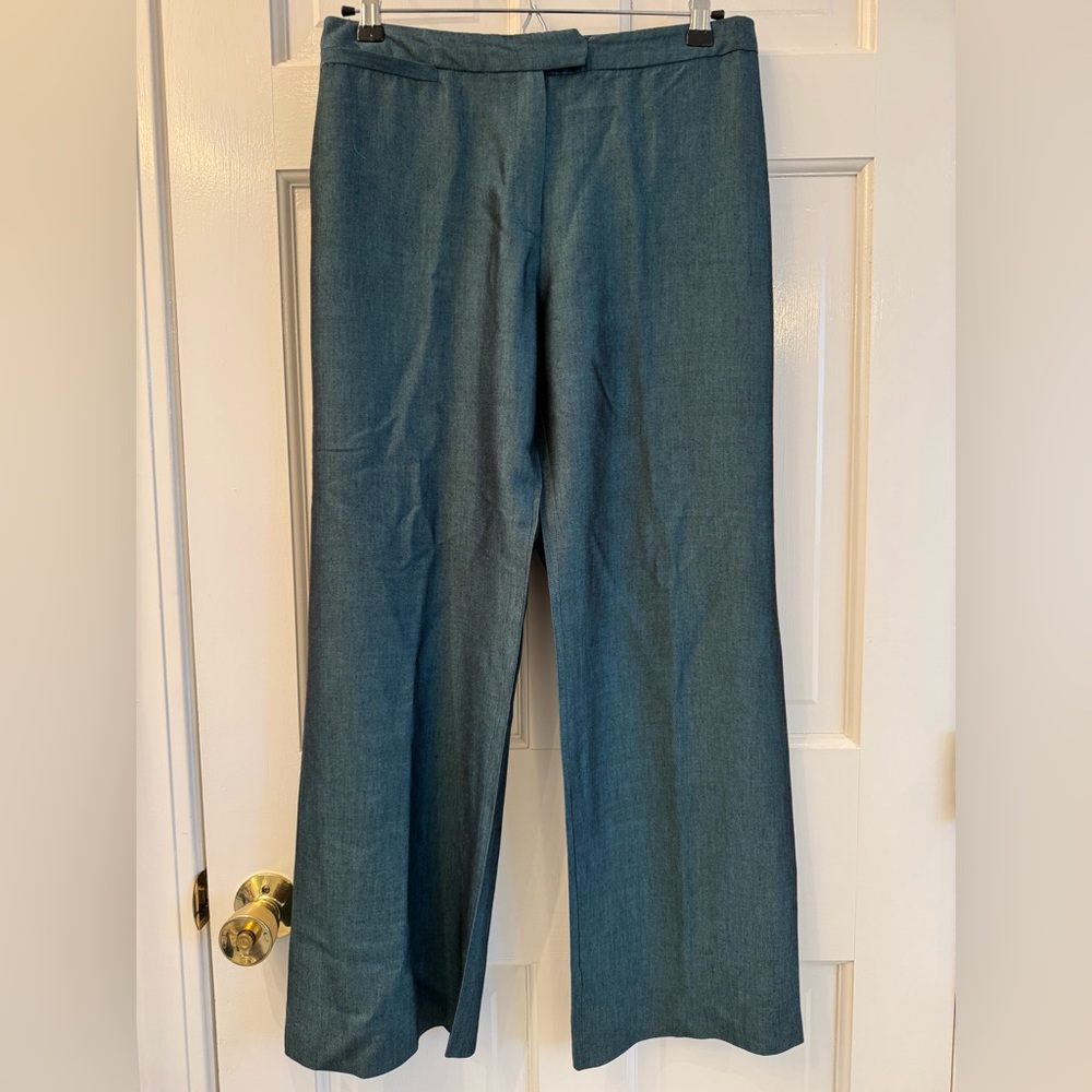Nicole Miller pants. Wide leg Teal. Flat front no lining. Cool summer pants